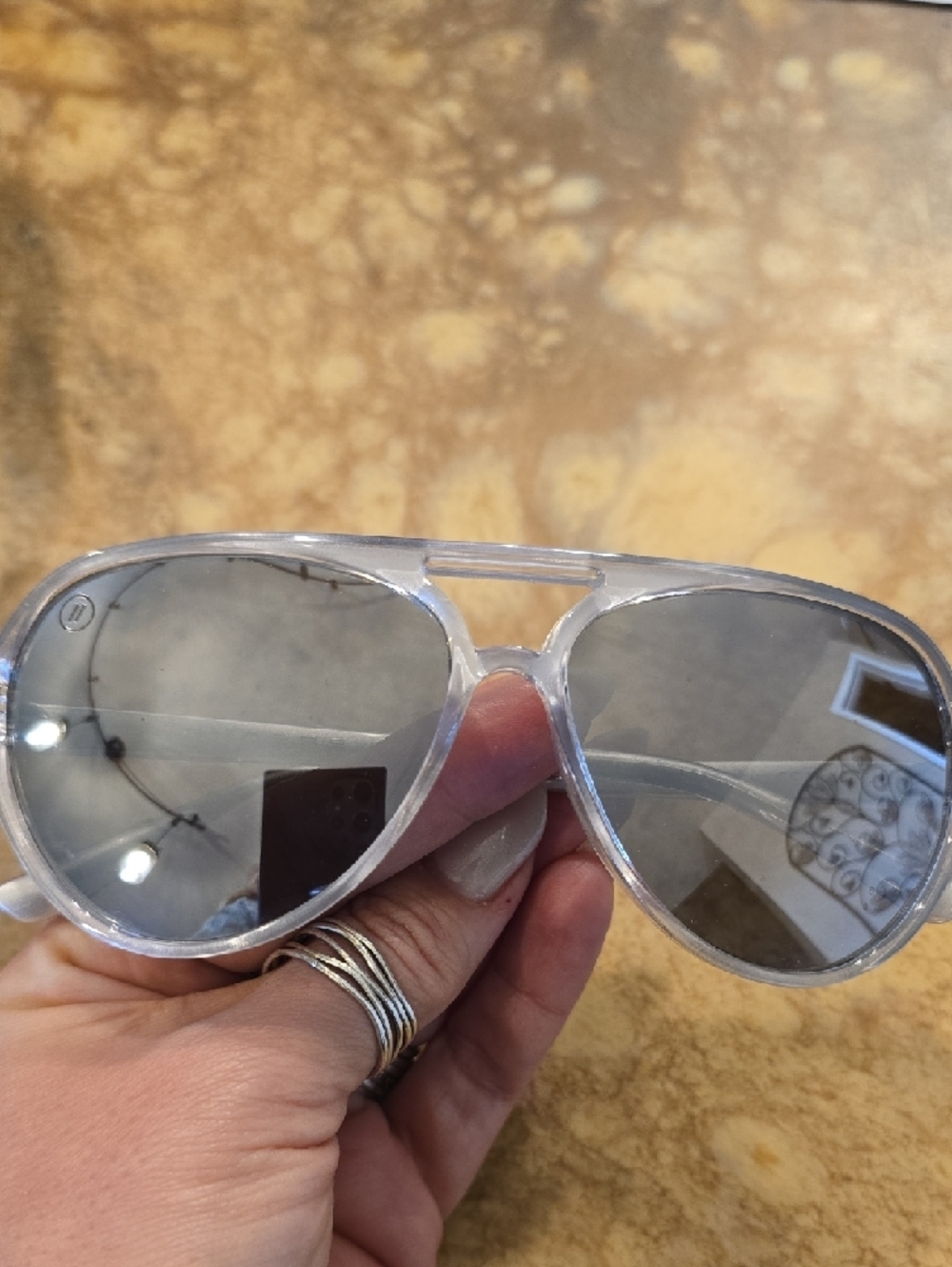 Blenders - Clear Frame Aviator Sunglasses with Chrome Lenses - Picture 2 of 4